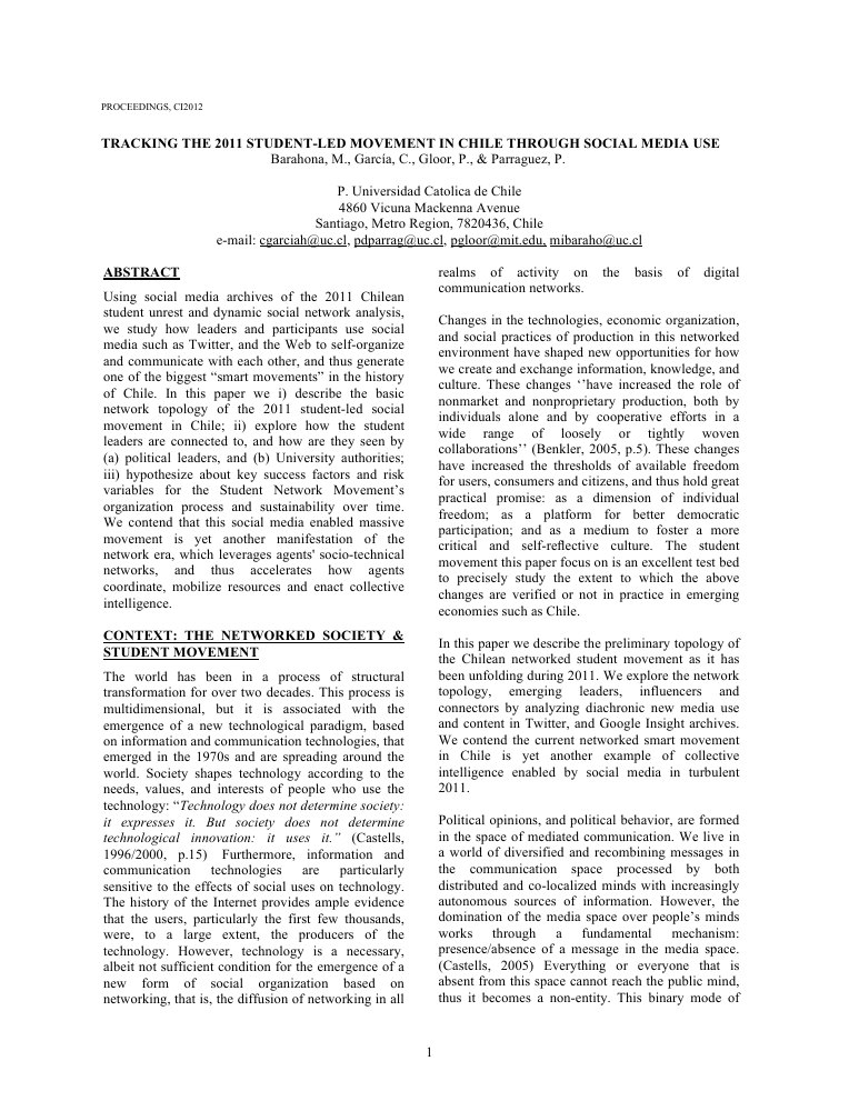 Første side: Tracking the 2011 Student-led Movement in Chile through Social Media Use