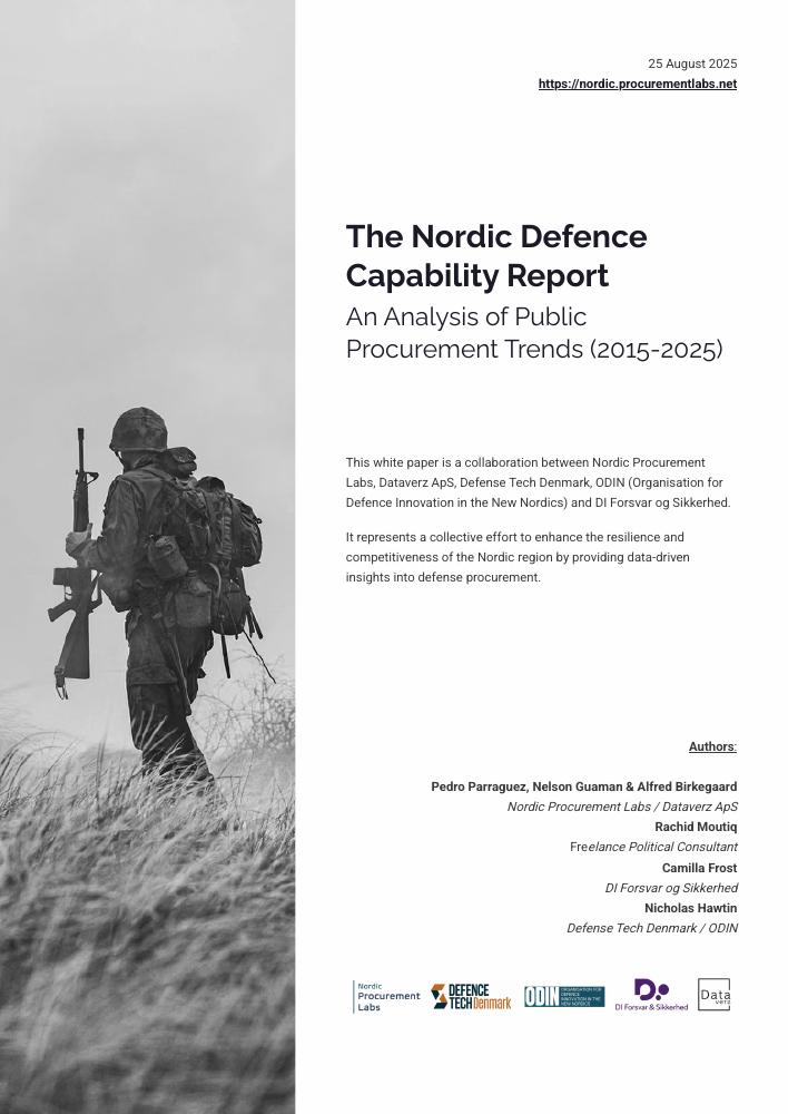Første side: The Nordic Defence Capability Report: An Analysis of Public Procurement Trends (2015–2025)