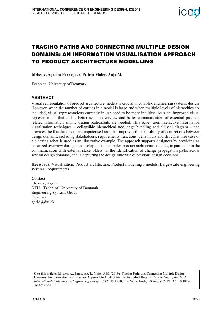 Første side: Tracing paths and connecting multiple design domains: An information visualisation approach to product architecture modelling