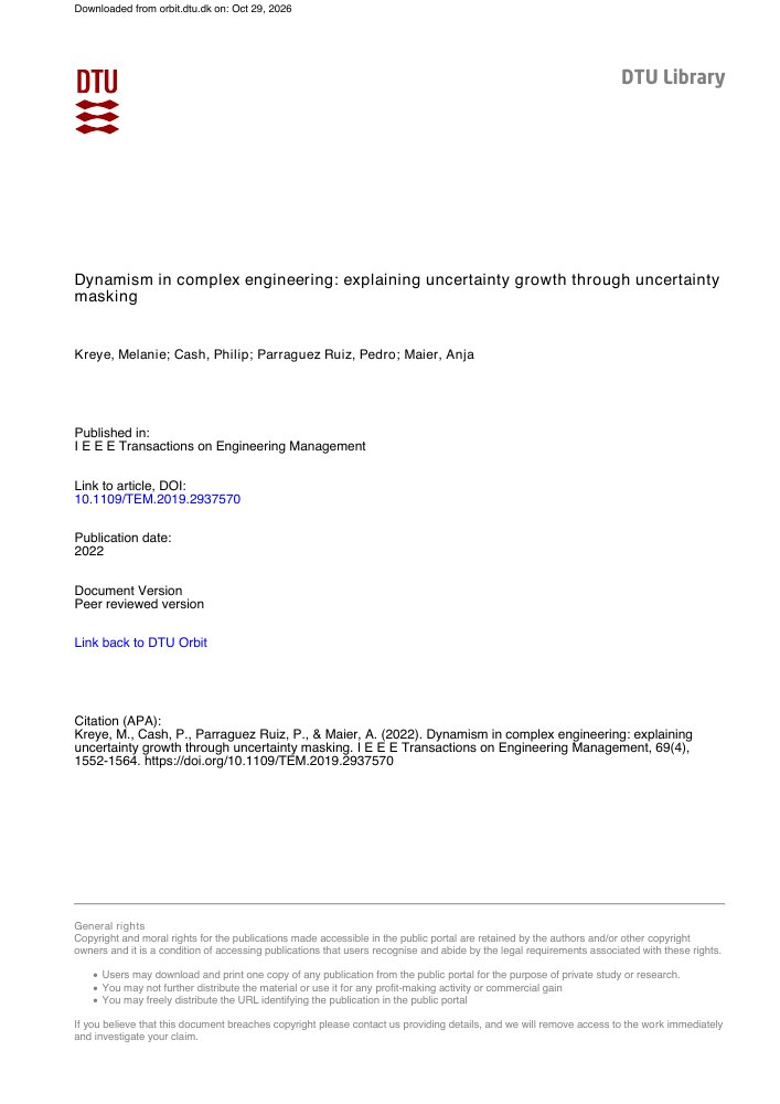 First page: Dynamism in Complex Engineering: Explaining Uncertainty Growth Through Uncertainty Masking